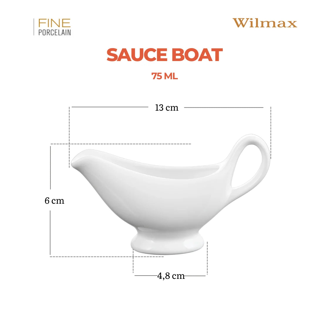 Wilmax Sauciere 75 ml Weiß aus Porzellan