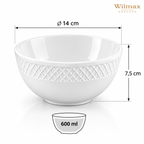 Wilmax Schale 600 ml 14 cm Weiß aus Porzellan