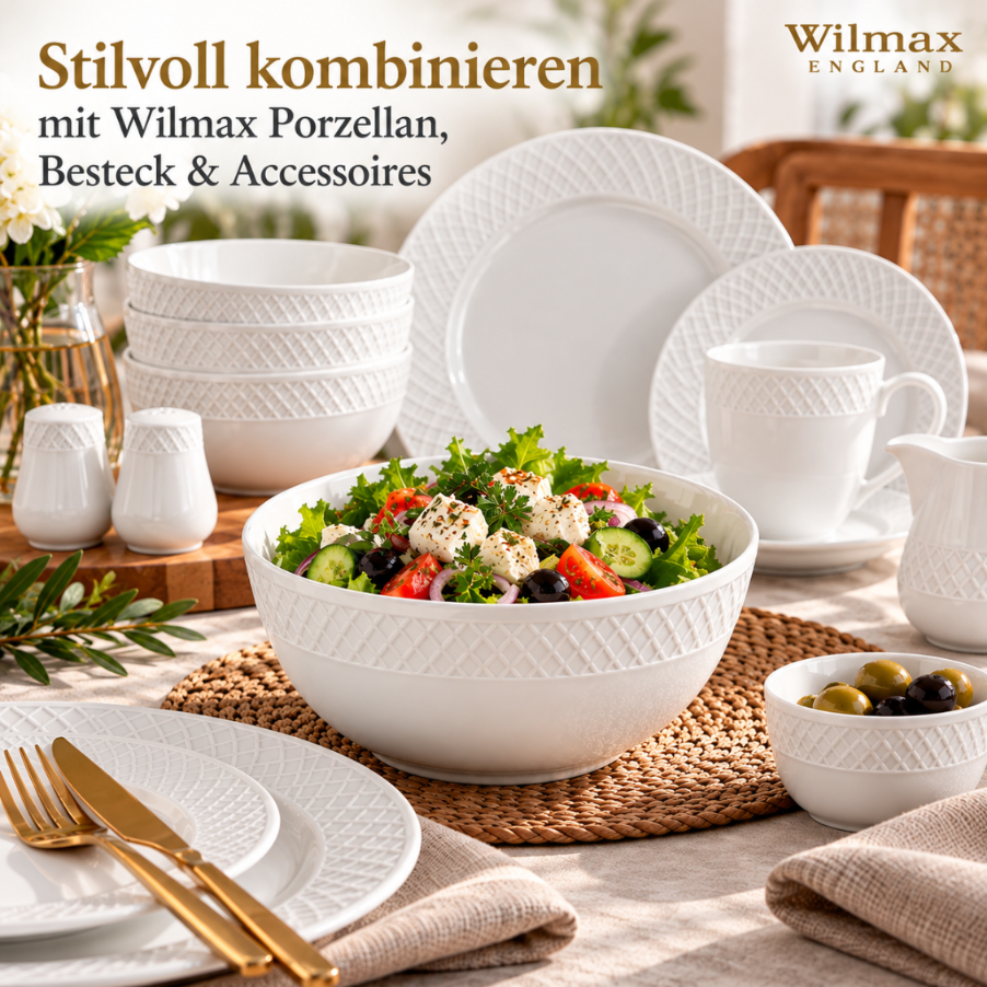 Wilmax Schale 20 cm 1850 ml Weiß aus Porzellan