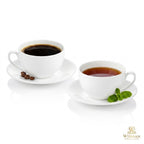 Wilmax Tasse mit Untertassen 250 ml 2er-Set Weiß aus Porzellan