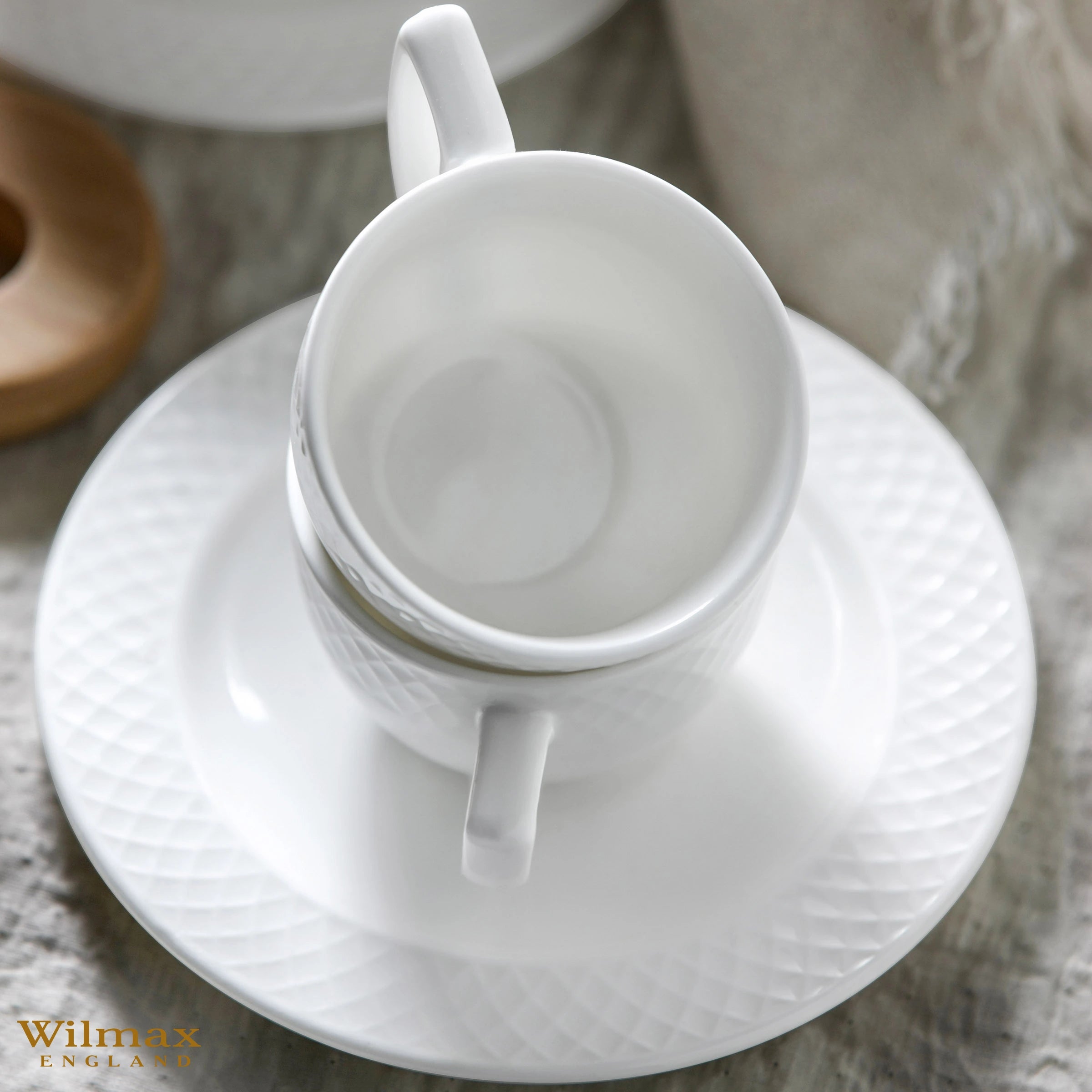 Wilmax Tasse mit Untertasse 90 ml 6er-Set Weiß aus Porzellan