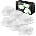 Wilmax Tasse mit Untertassen 250 ml 6er-Set Weiß aus Porzellan