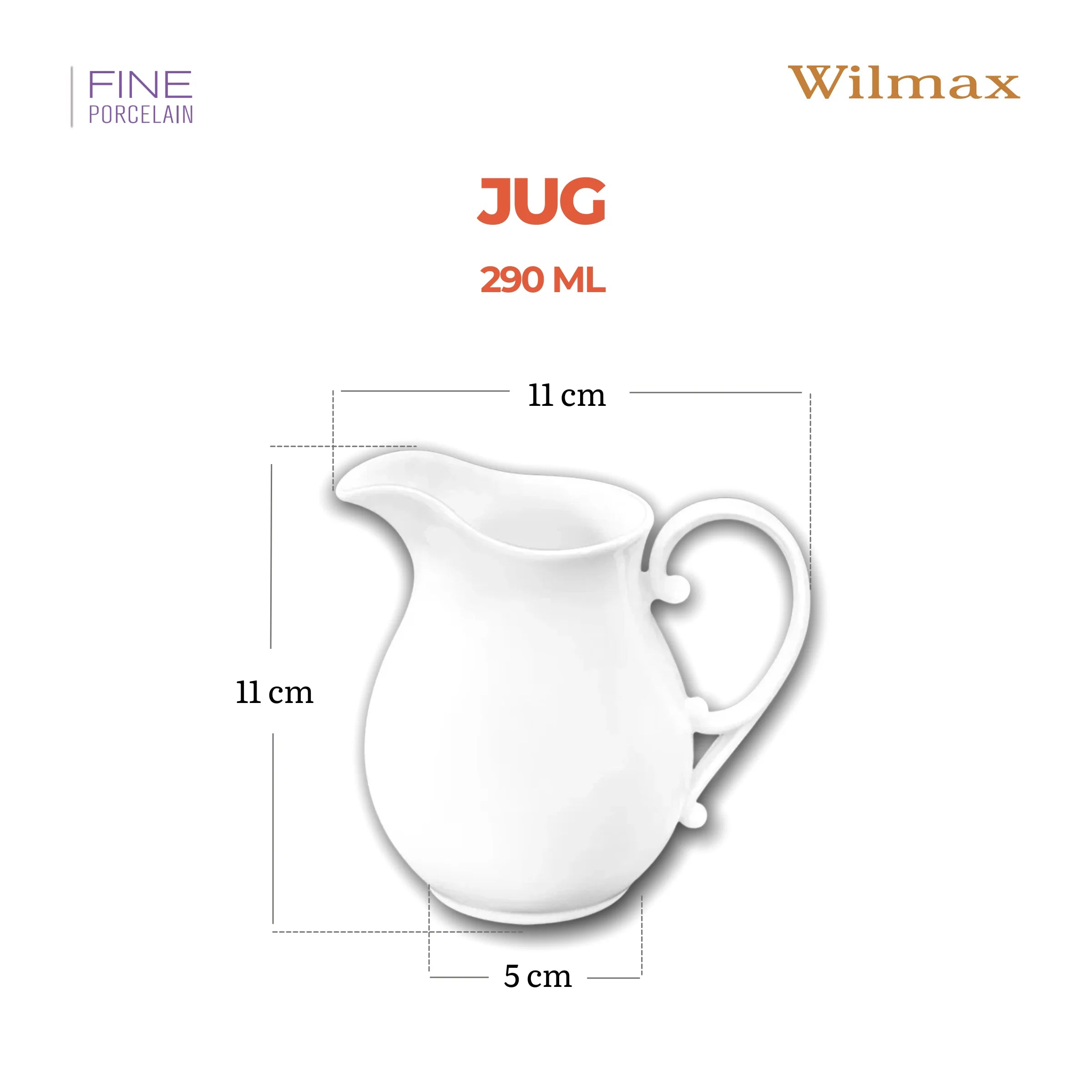 Wilmax Sahnekännchen 290 ml Weiß aus Porzellan