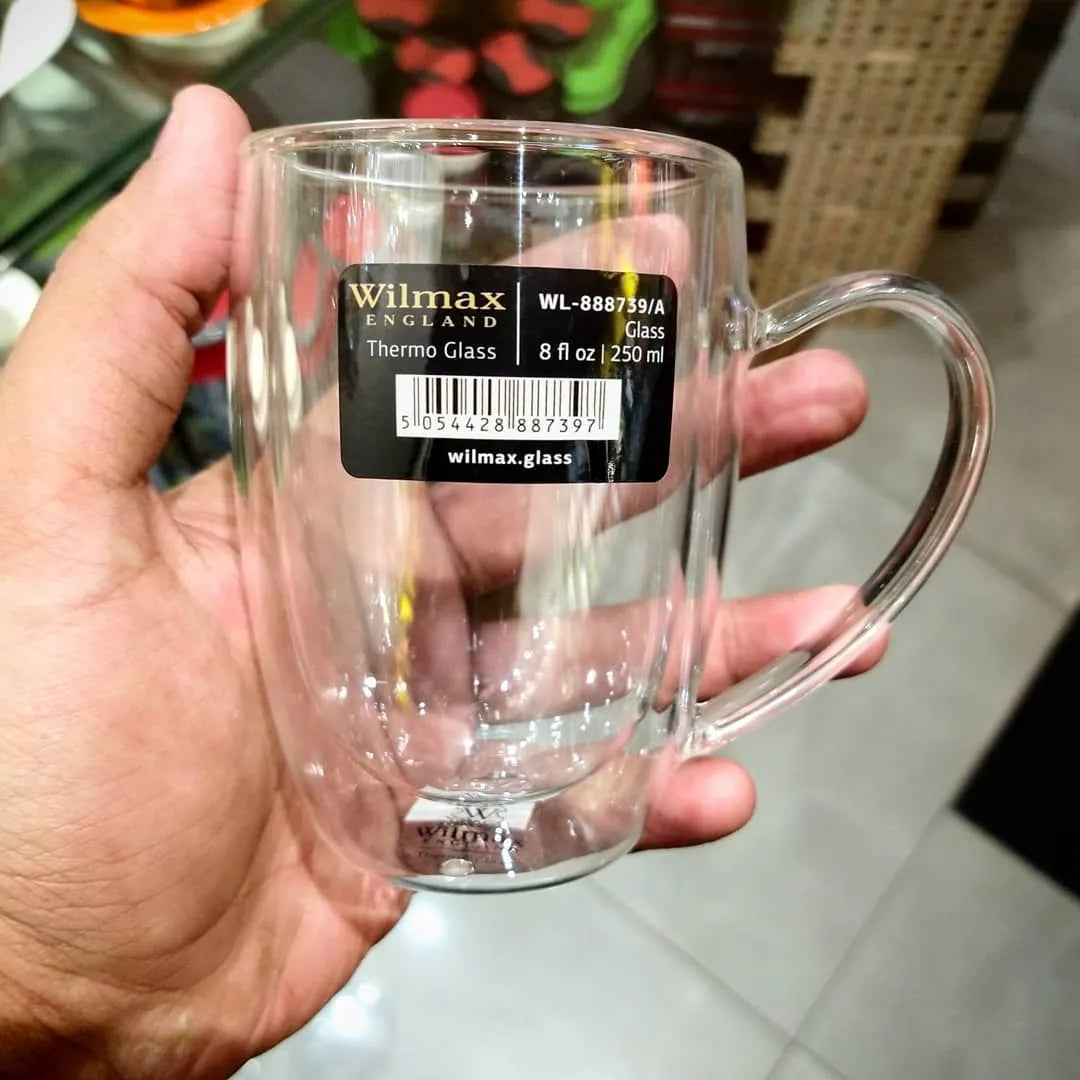 Wilmax Doppelwandiger Thermobecher 500 ml Transparent aus Glas