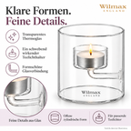 Wilmax Teelichthalter für 1 Teelicht 9 cm Transparent aus Glas