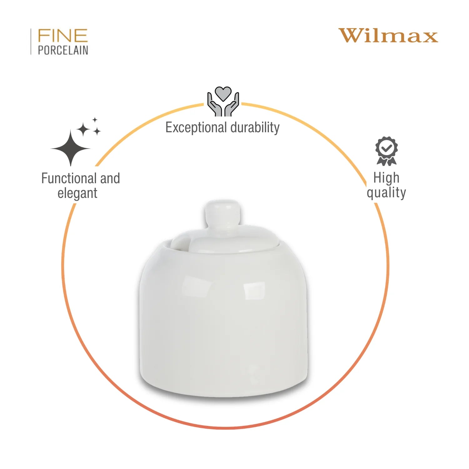 Wilmax Zuckerdose 280 ml Weiß aus Porzellan