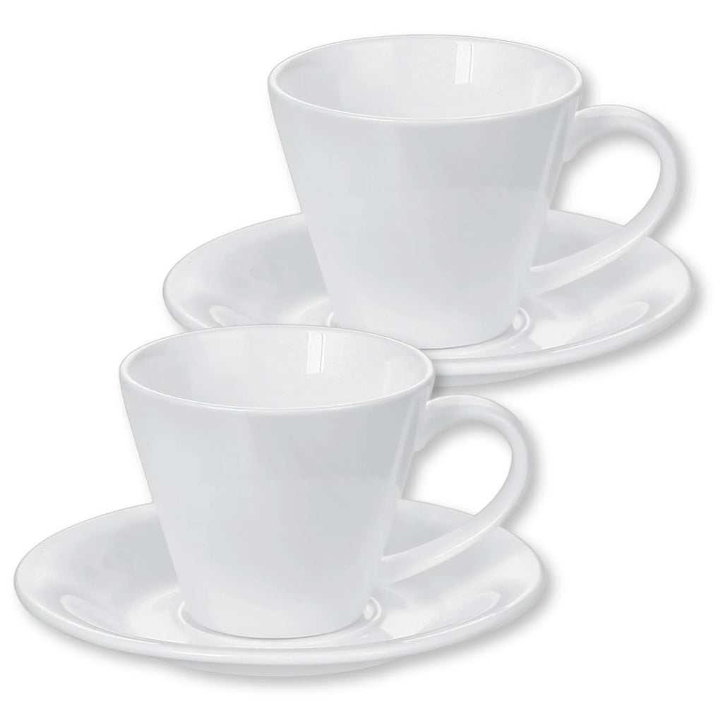 Wilmax Tasse mit Untertassen 180 ml 2er-Set Weiß aus Porzellan