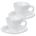 Wilmax Tasse mit Untertassen 180 ml 2er-Set Weiß aus Porzellan