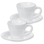 Wilmax Tasse mit Untertassen 180 ml 2er-Set Weiß aus Porzellan