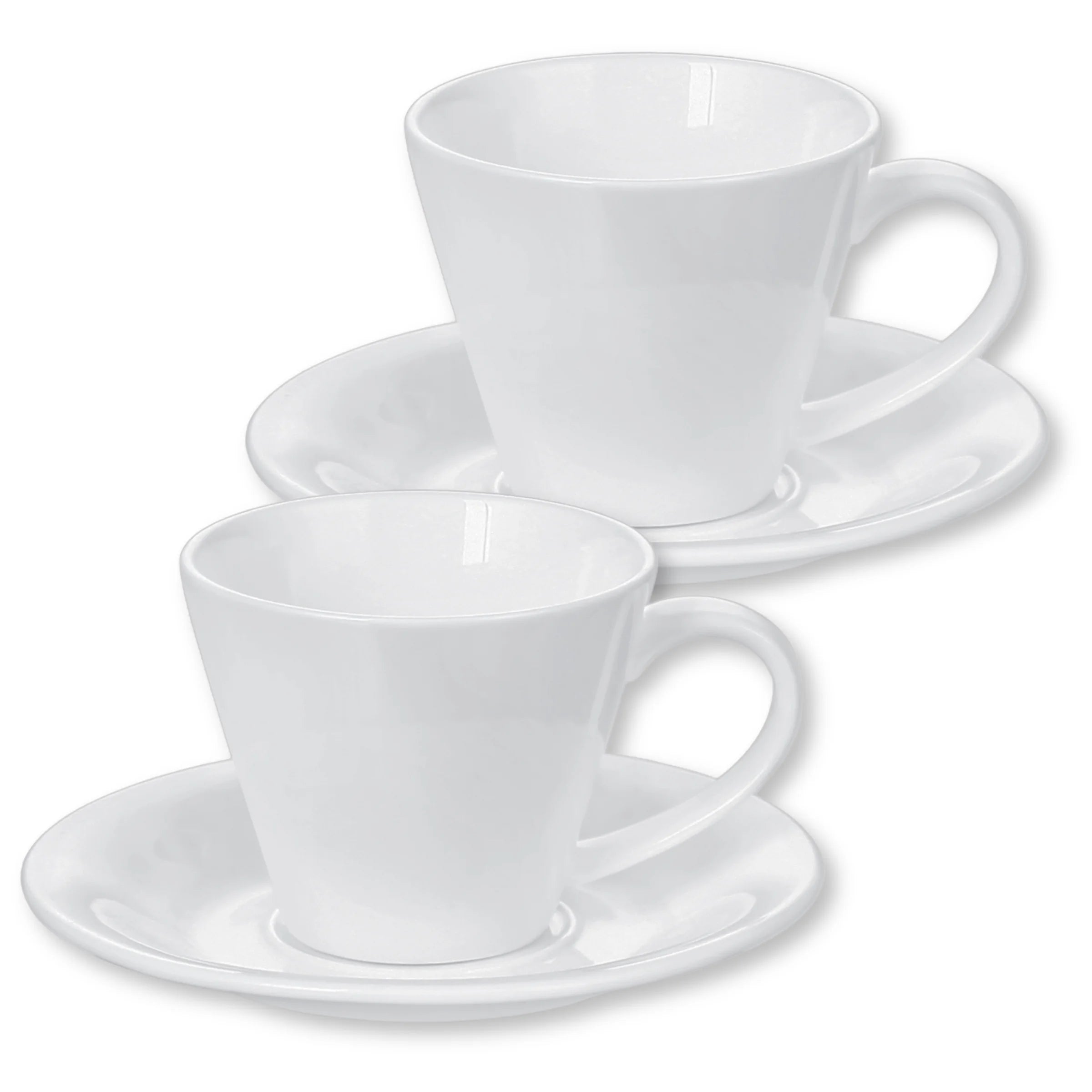 Wilmax Tasse mit Untertassen 180 ml 2er-Set Weiß aus Porzellan
