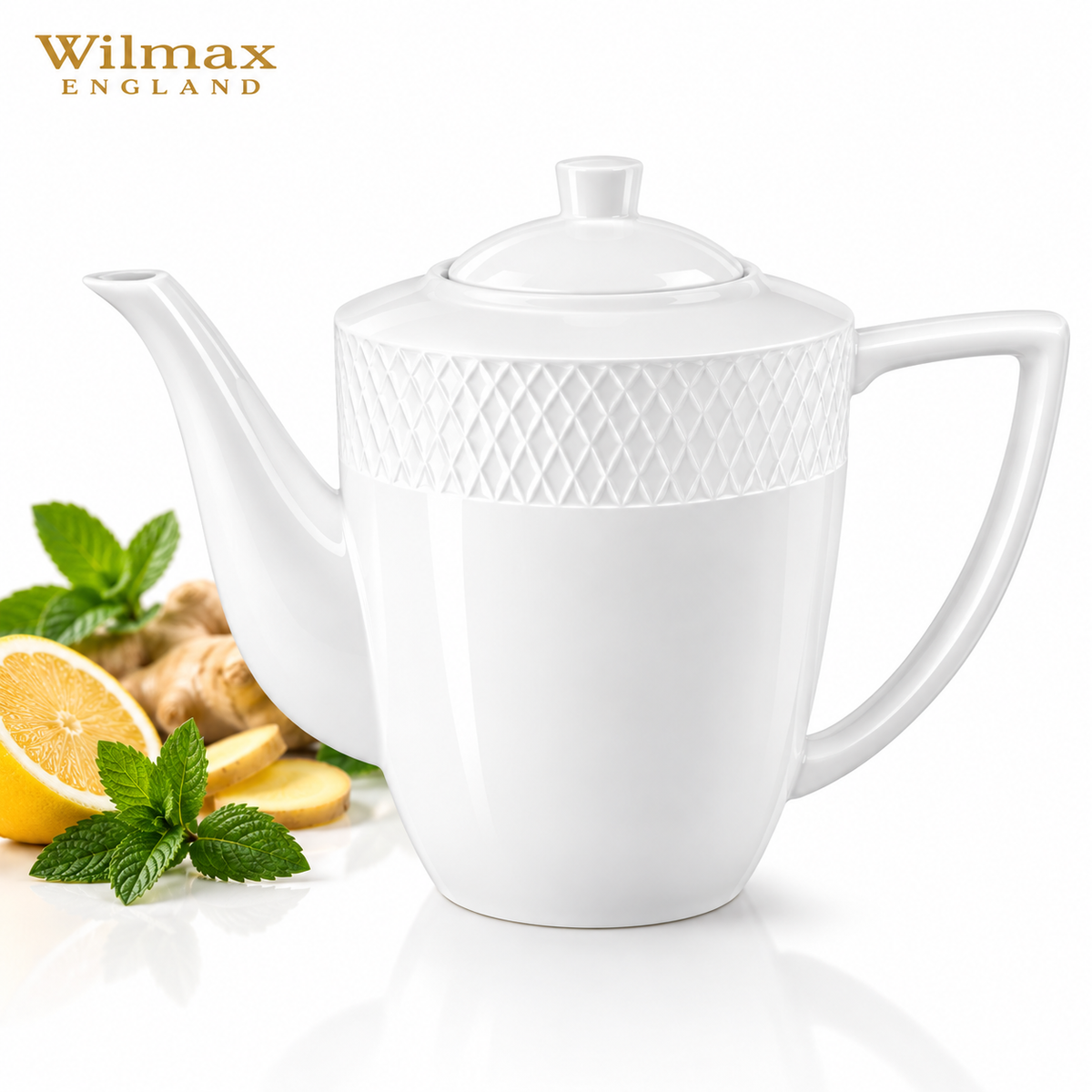Wilmax Kaffee- und Teekanne mit integriertem Ausgusssieb mit integriertem Ausgusssieb 750 ml Weiß aus Porzellan