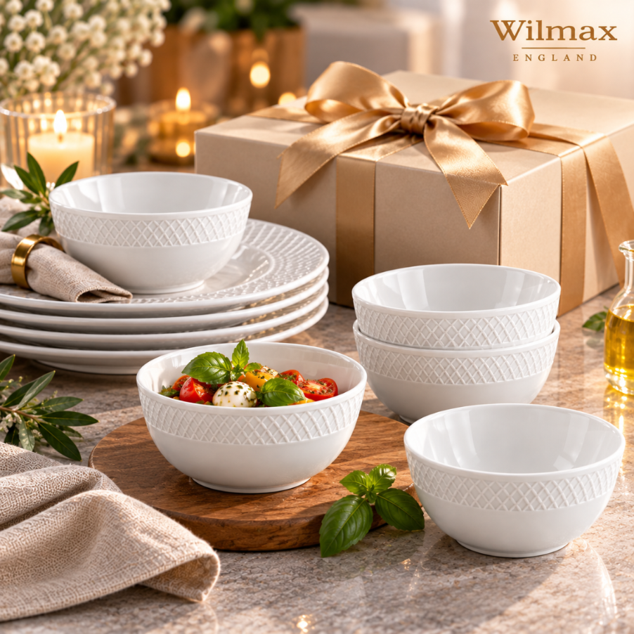 Wilmax Schalen 2er-Set Weiß aus Porzellan