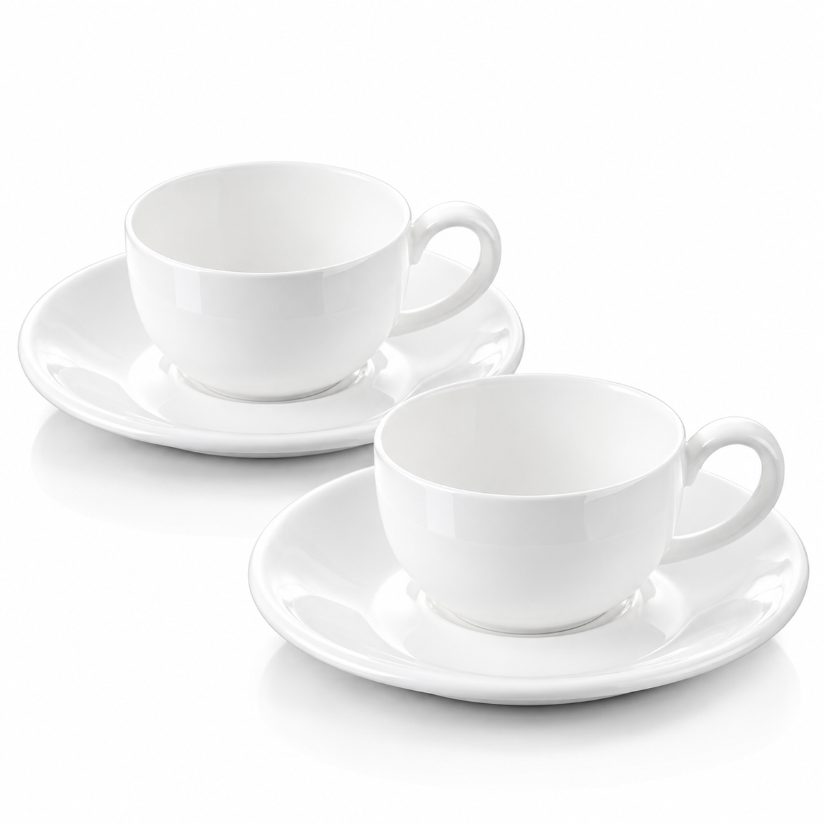 Wilmax Espressotassen mit Untertassen 100 ml 2er-Set Weiß aus Porzellan