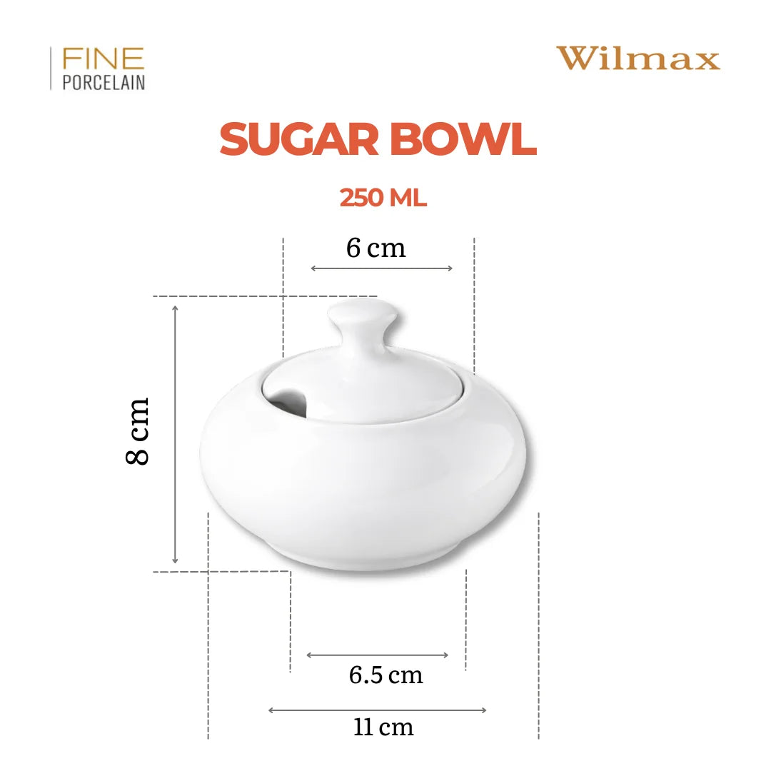 Wilmax Zuckerdose mit Deckel 250 ml Weiß aus Porzellan