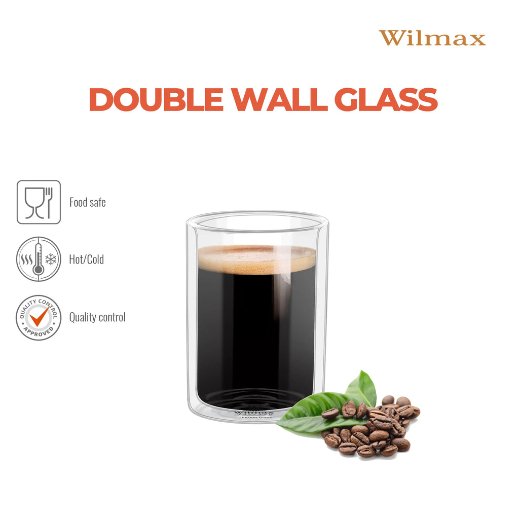 Wilmax Doppelwandiges Thermoglas 100 ml Transparent
