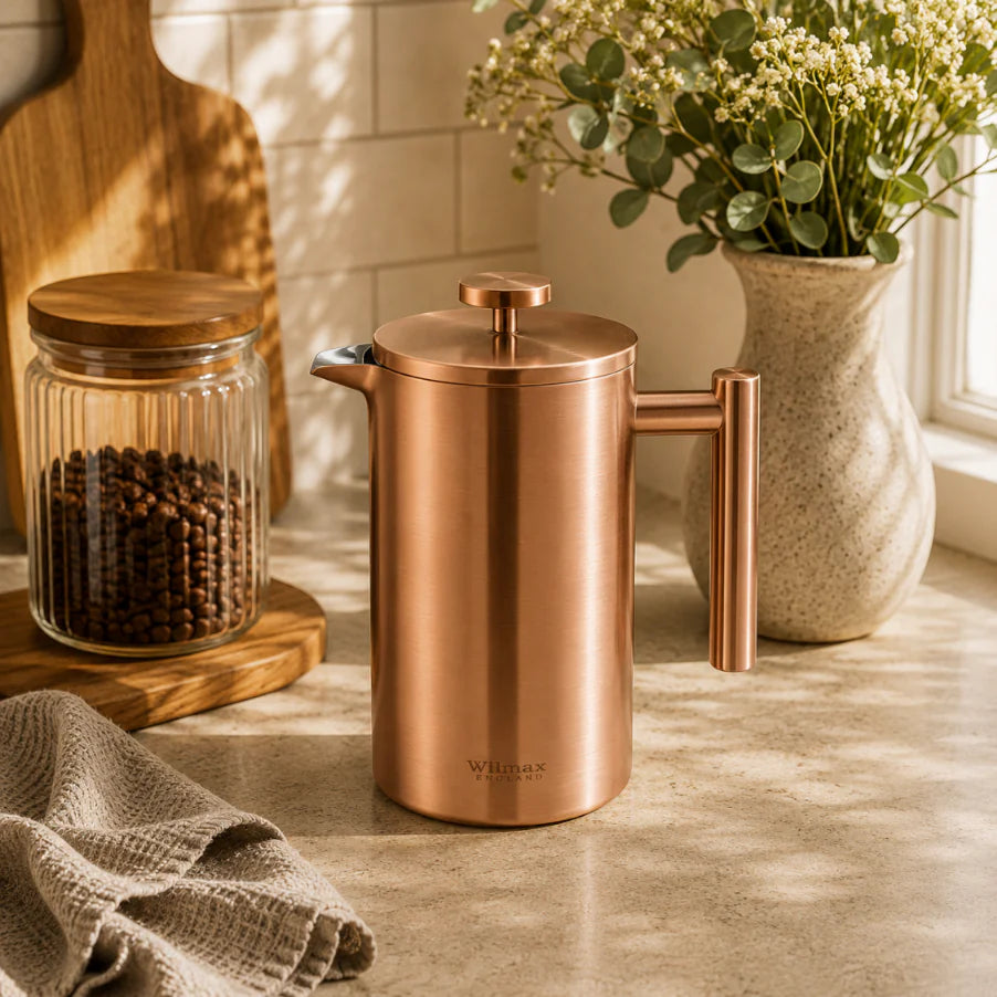 Wilmax French Press 1000 ml aus Edelstahl