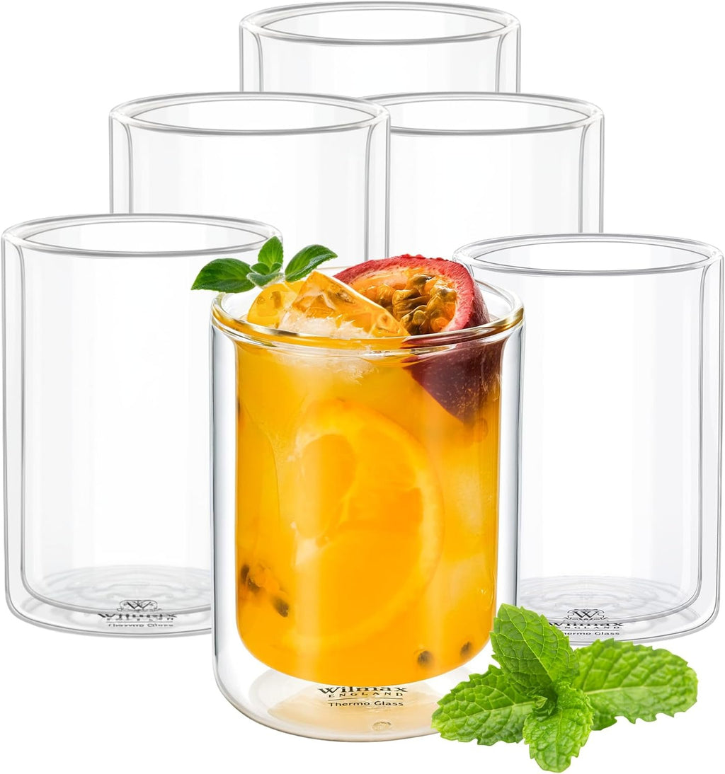 Wilmax Doppelwandiges Glas 200 ml 6er-Set Transparent