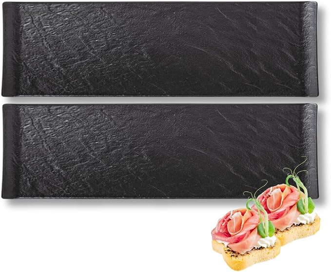 Wilmax Servierplatte 30 × 9,5 cm 2er-Set Schwarz aus Porzellan