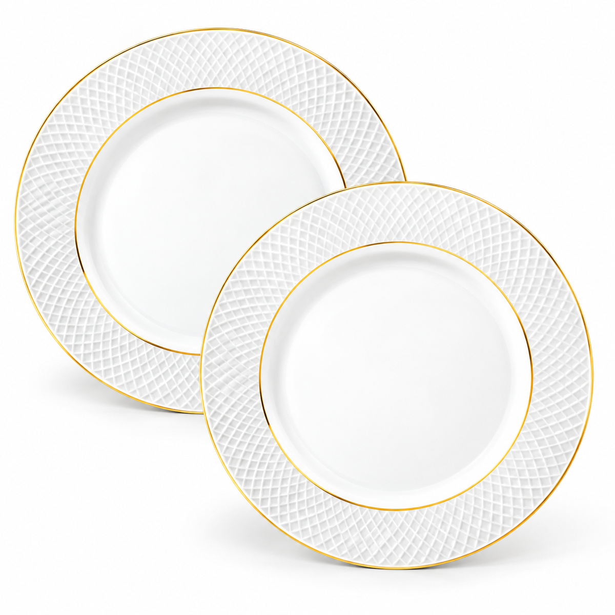 Wilmax Speiseteller 28 cm 2er-Set Weiß mit Goldlinien aus Porzellan