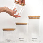 Wilmax Vorratsglas 1500 ml mit Bambusdeckel 2er-Set Transparent