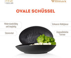 Wilmax Ovale Servierschale 25 × 16,5 × 6 cm 2er-Set Schwarz aus Porzellan
