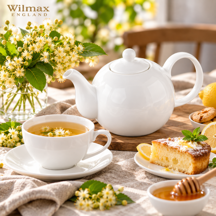 Wilmax Kaffee- und Teekanne mit integriertem Ausgusssieb 500 ml Weiß aus Porzellan