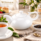 Wilmax Kaffee- und Teekanne mit integriertem Ausgusssieb 1150 ml Weiß aus Porzellan