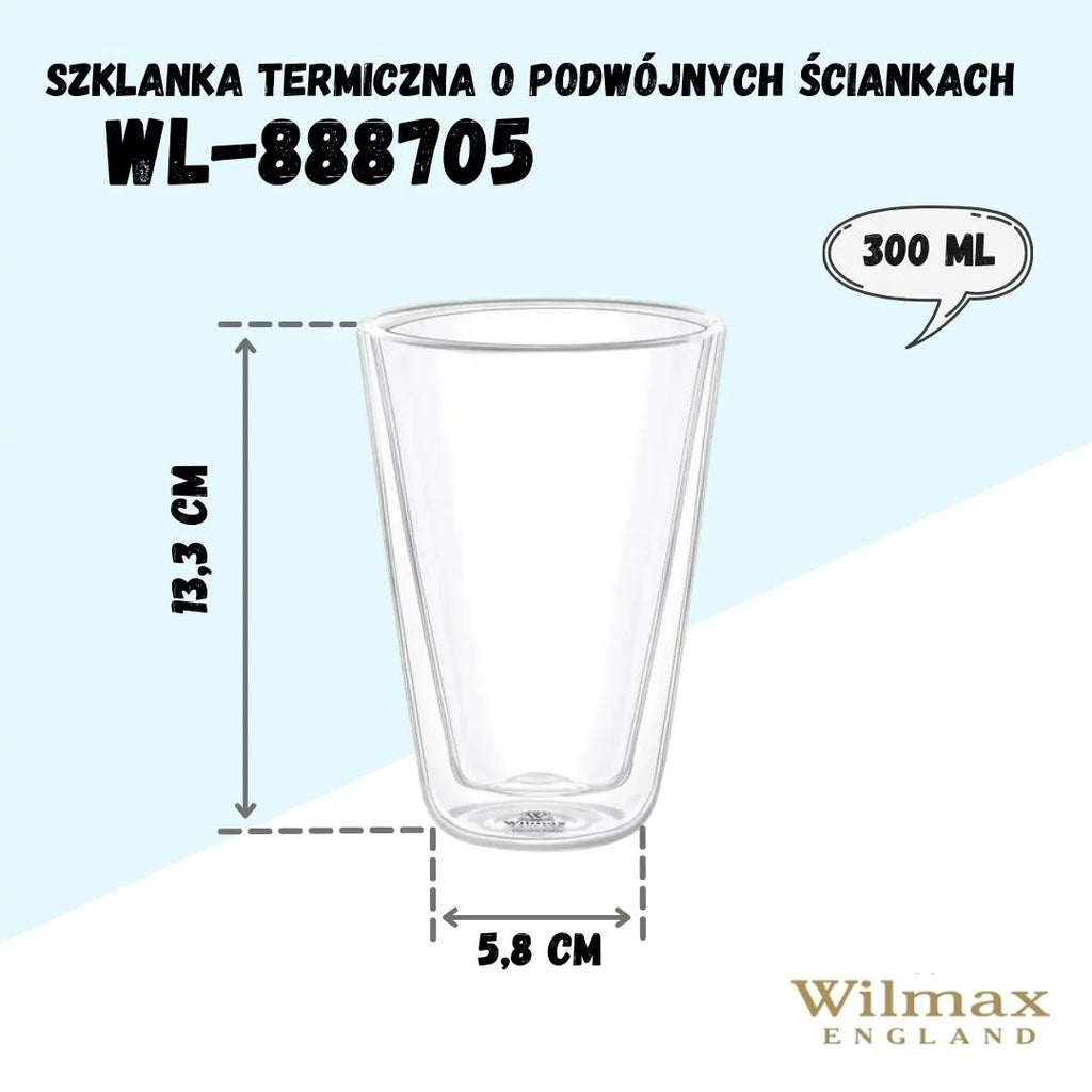 Wilmax Doppelwandiges Glas 300 ml Transparent