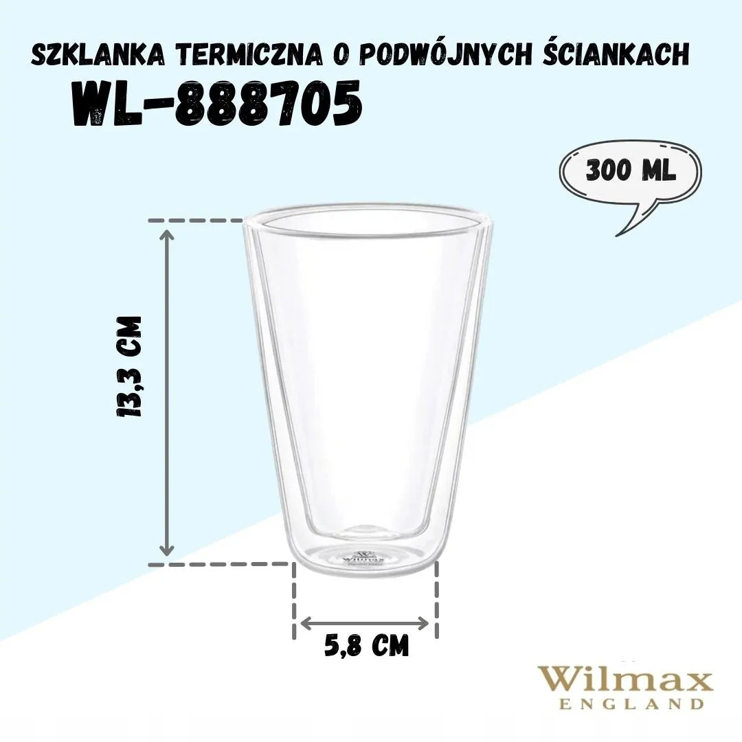 Wilmax Doppelwandiges Glas 300 ml Transparent
