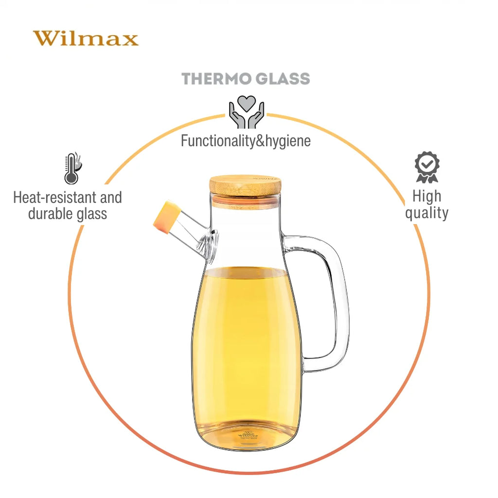 Wilmax Ölflasche 1000 ml mit Filter Transparent aus Glas