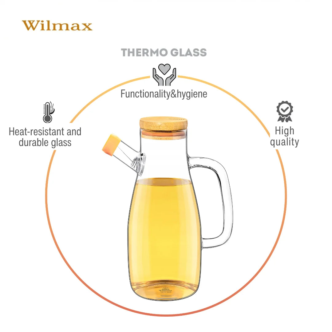 Wilmax Ölflasche 1000 ml mit Filter Transparent aus Glas