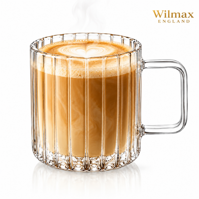 Wilmax Hitzebeständiger Glasbecher mit Henkel 150 ml Transparent aus Glas