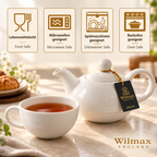 Wilmax Teekannen- und Tassen-Set 375 ml / 240 ml Weiß aus Porzellan