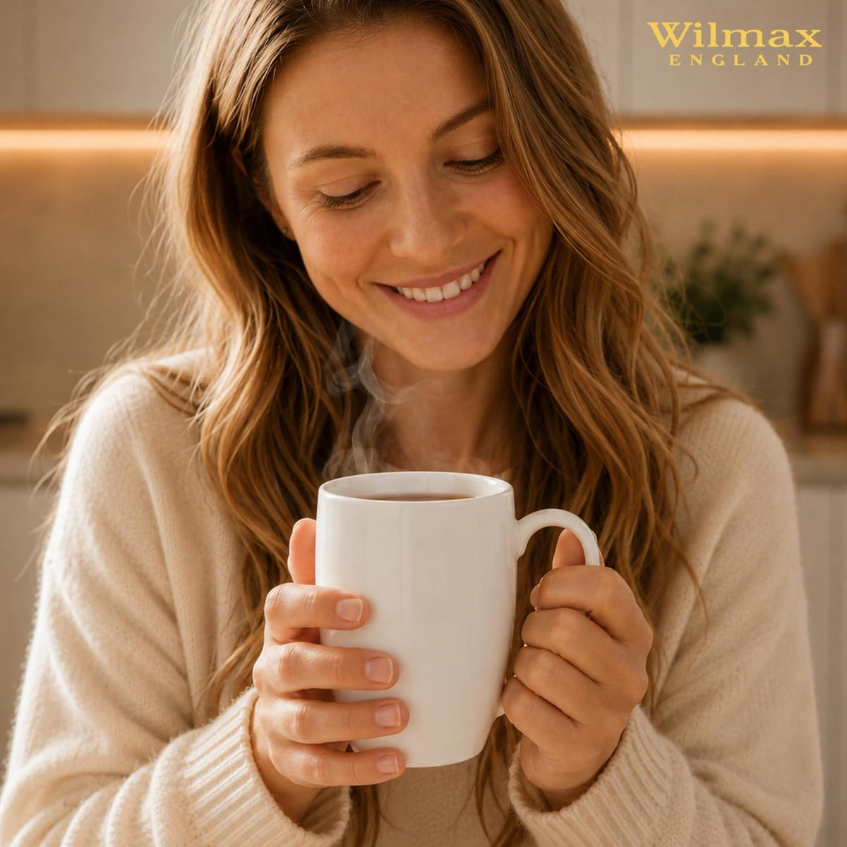 Wilmax Tasse 460 ml 4er-Set Weiß aus Porzellan