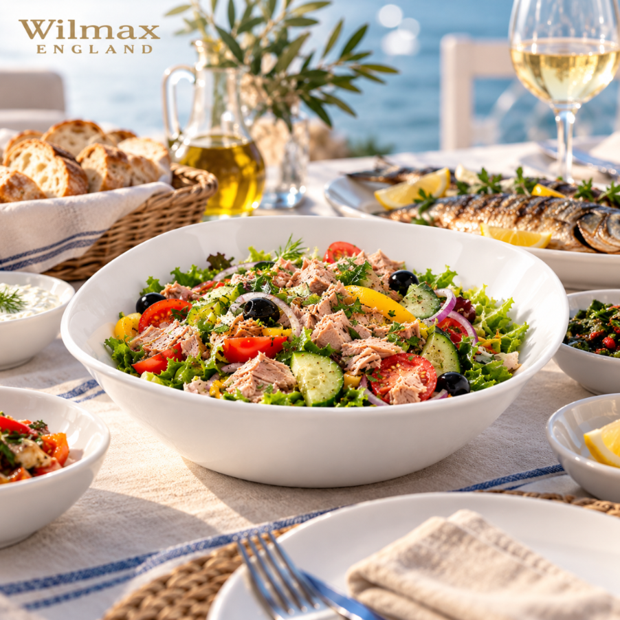Wilmax Schale 1300 ml 21,5 × 21,5 cm 2er-Set Weiß aus Porzellan