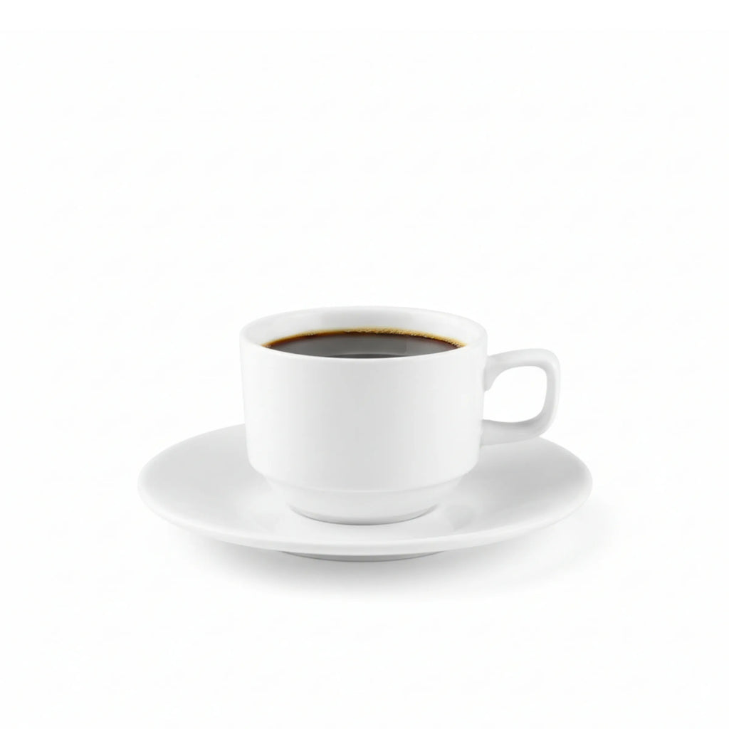 Wilmax Kaffeetasse mit Untertasse 140 ml Weiß aus Porzellan