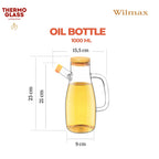 Wilmax Ölflasche 1000 ml mit Filter Transparent aus Glas