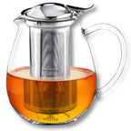 Wilmax Teekanne 850 ml mit Edelstahlfilter Transparent aus Thermoglas