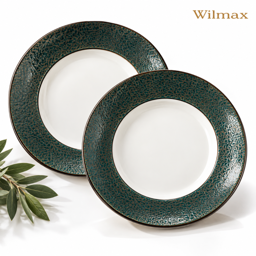 Wilmax Teller 25 cm 2er-Set Grün aus Porzellan