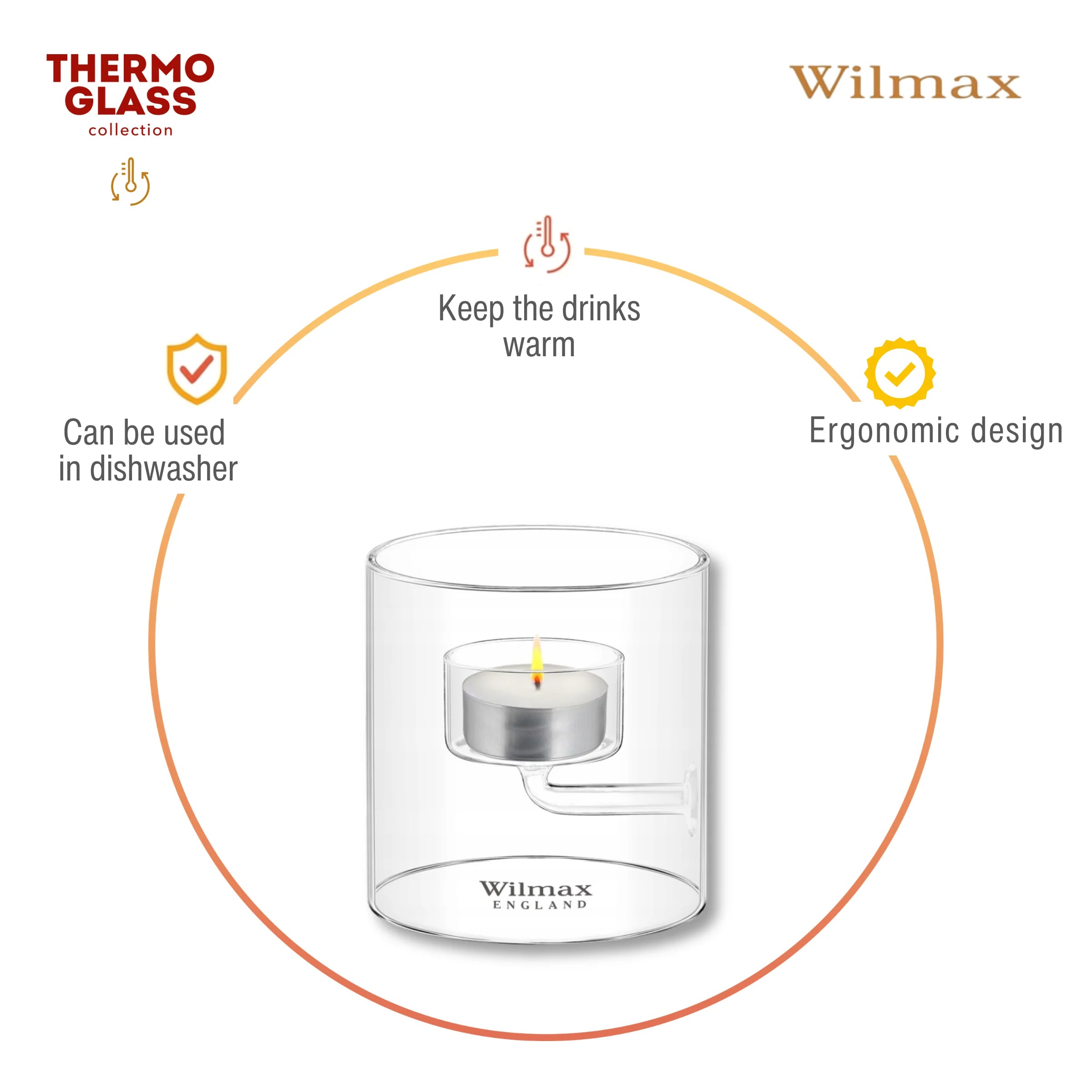 Wilmax Teelichthalter für 1 Teelicht 9 cm Transparent aus Glas