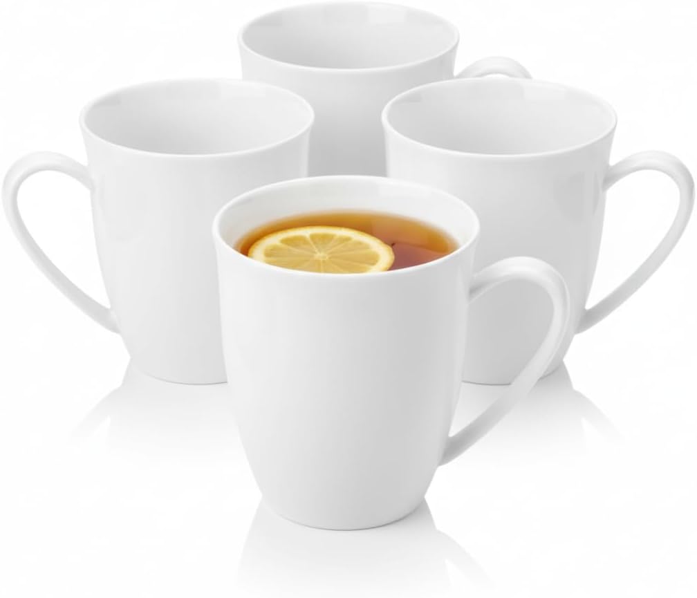 Wilmax Tasse 380 ml 4er-Set Weiß aus Porzellan