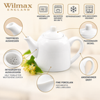 Wilmax Kaffee- und Teekanne mit integriertem Ausgusssieb 500 ml Weiß aus Porzellan