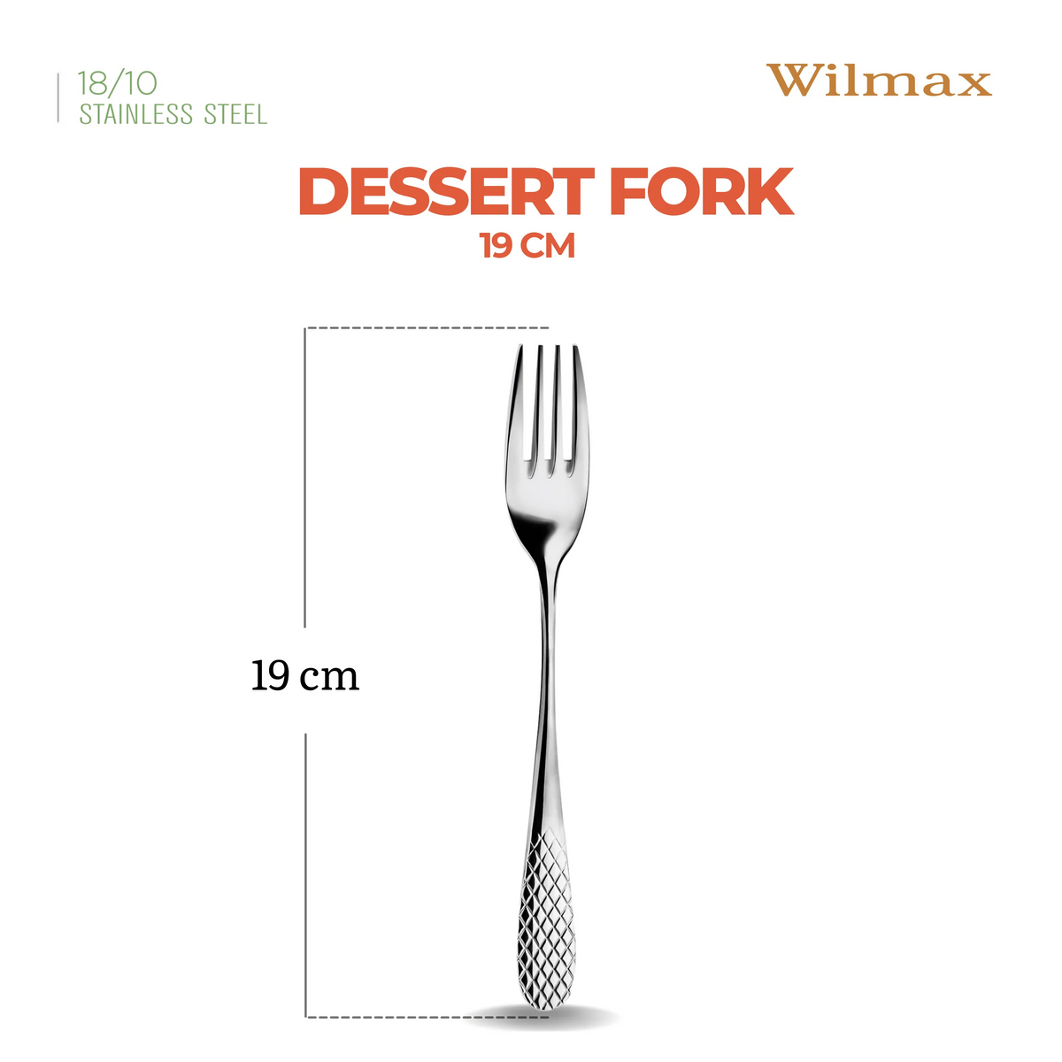 Wilmax Dessertgabel 19 cm 6er-Set Silber aus Edelstahl