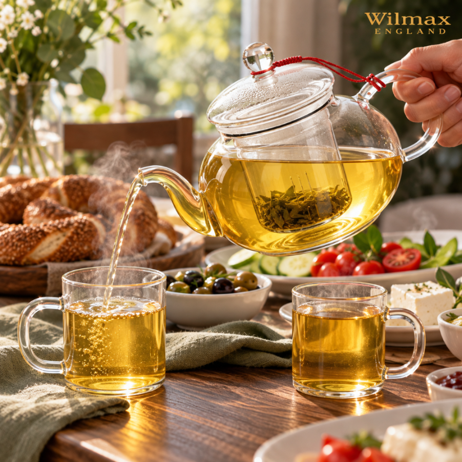 Wilmax Teekanne 1550 ml mit Glasfilter Transparent aus Thermoglas