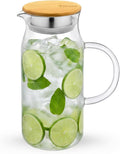 Wilmax Krug 1000 ml mit Bambusdeckel Transparent aus Thermoglas