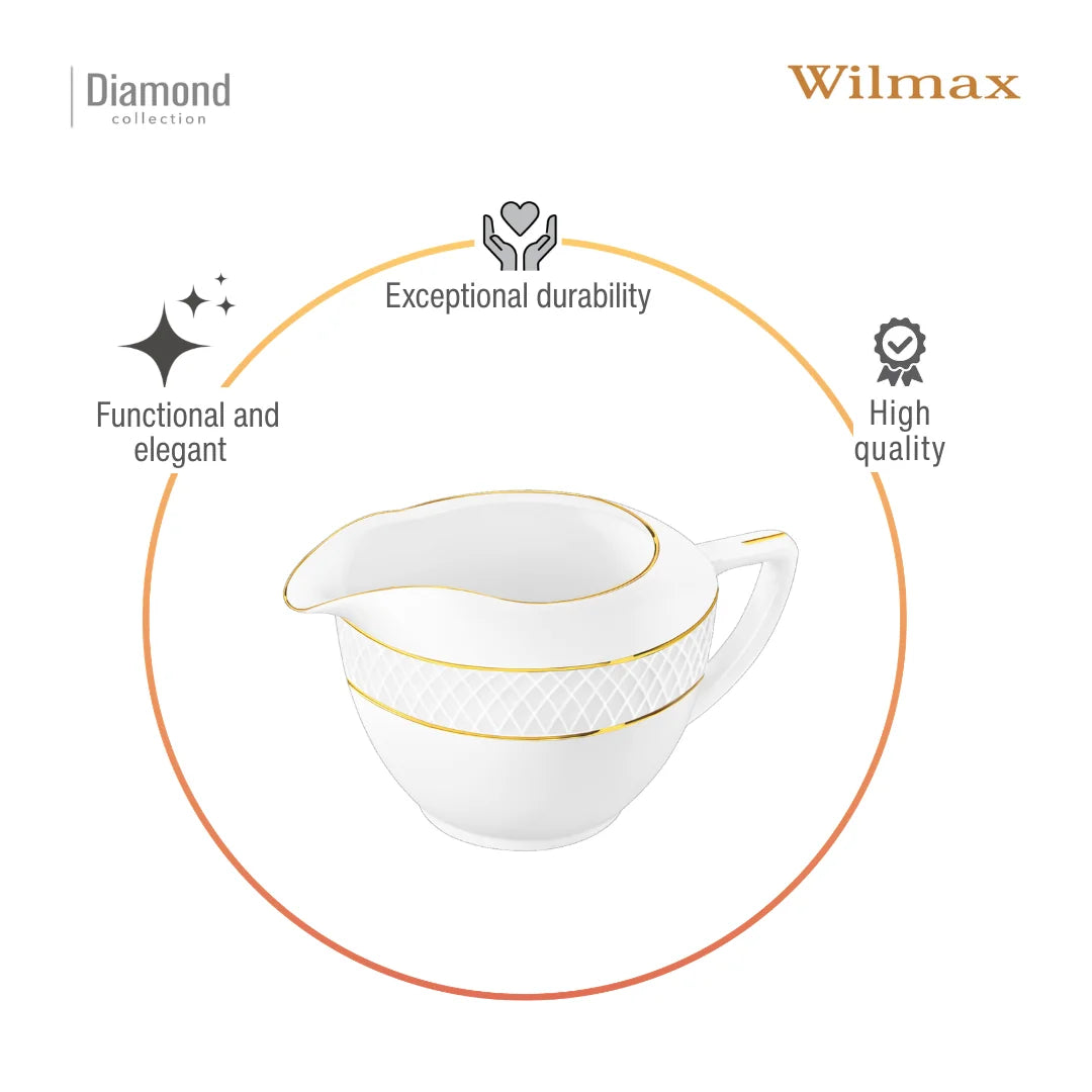 Wilmax Milchkännchen 280 ml Weiß mit Golddekor aus Porzellan