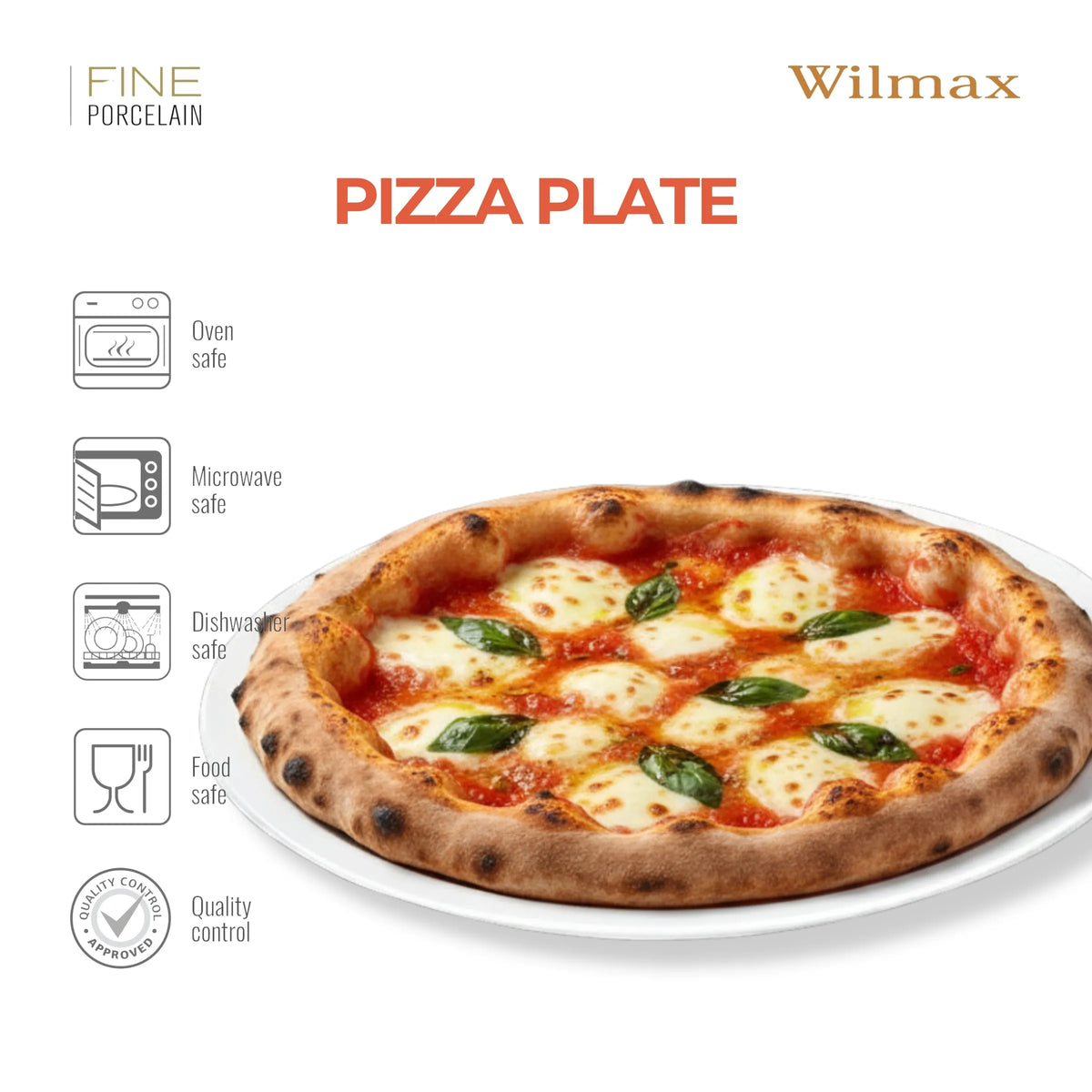 Wilmax Pizzateller 35,5 cm Weiß aus Porzellan