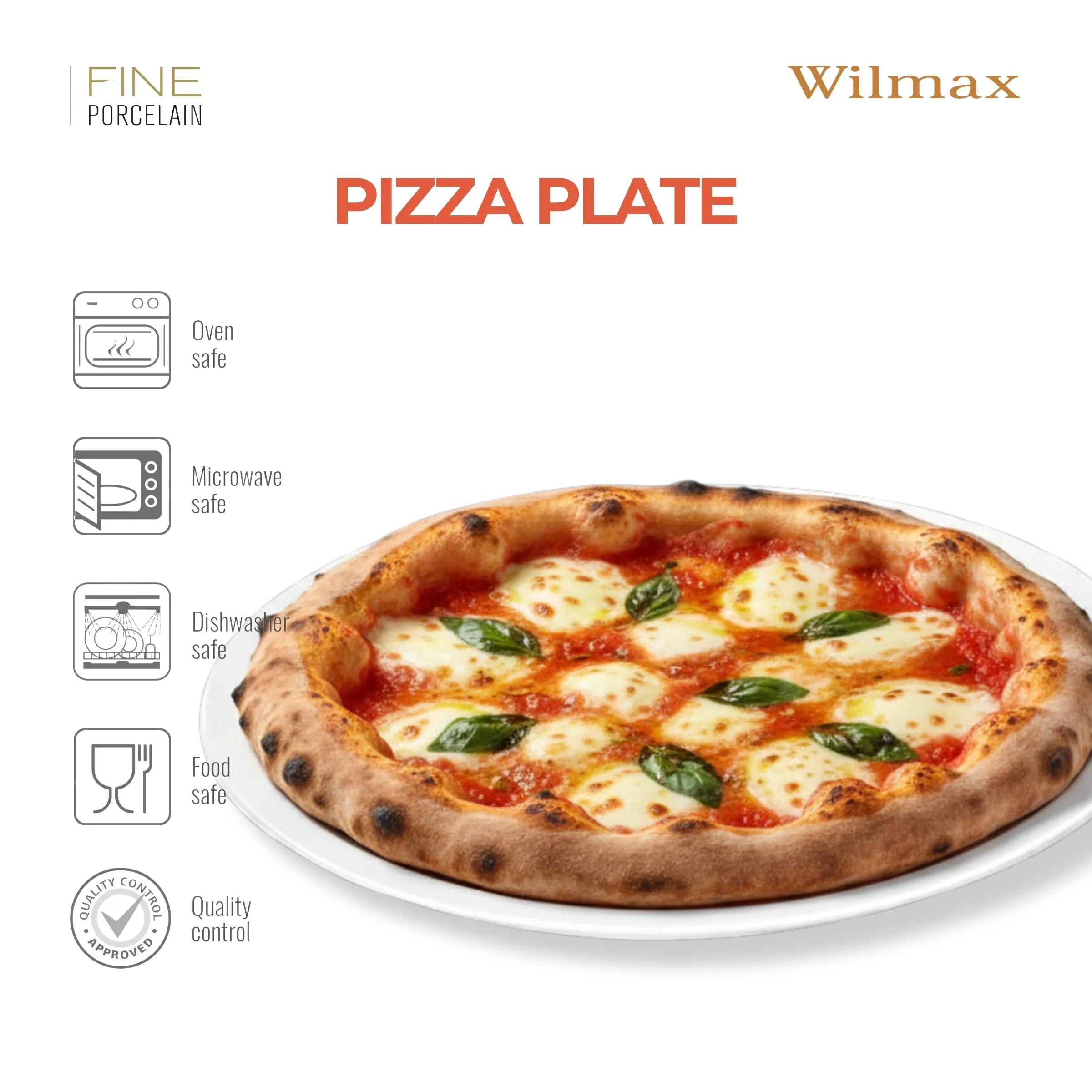Wilmax Pizzateller 35,5 cm Weiß aus Porzellan