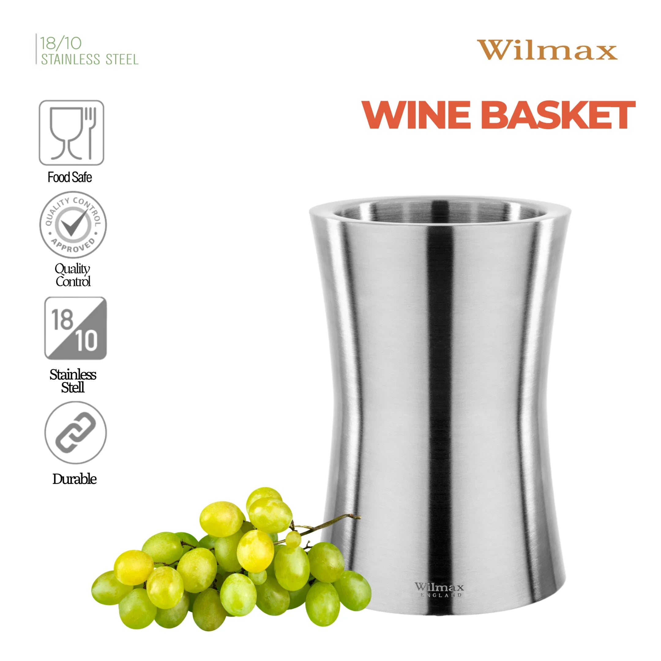 Wilmax Weinkühler 1300 ml Silber aus Edelstahl