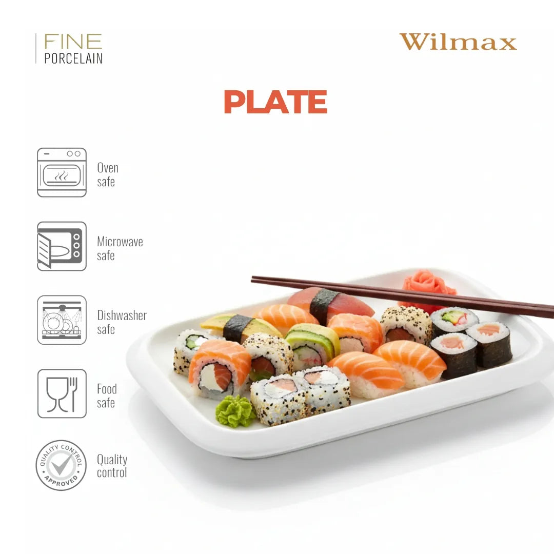 Wilmax Servierplatte 36 × 22 cm Weiß aus Porzellan